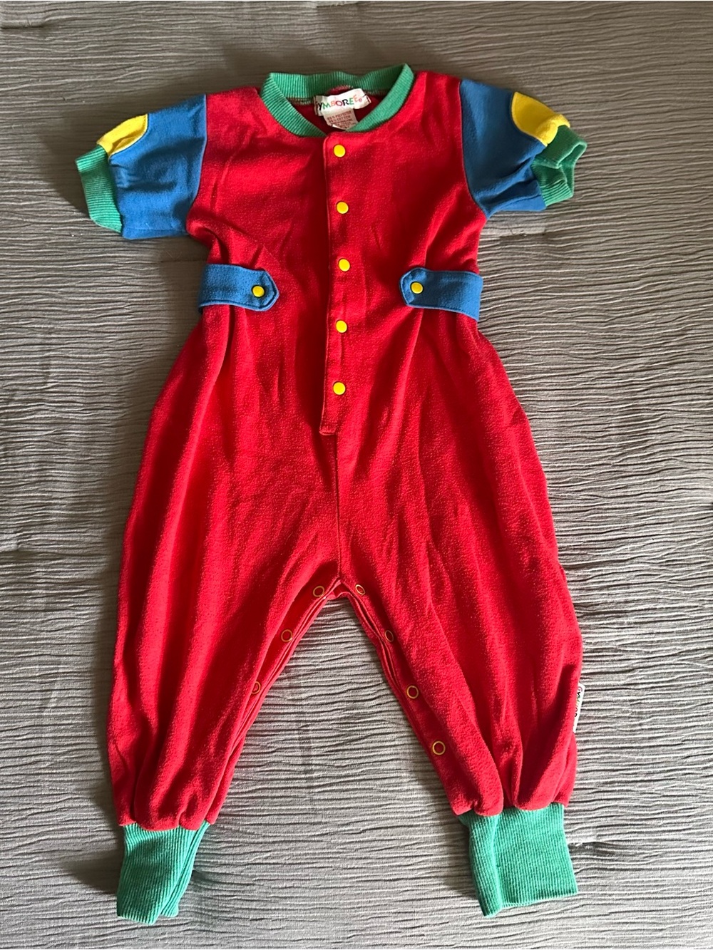 Vintage Gymboree One Piece Romper Rainbow Tag Colorblock Retro Baby Primary